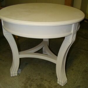 UNF-QS Carved Round End Table S O L D  - similar end  table in stock  unfinished