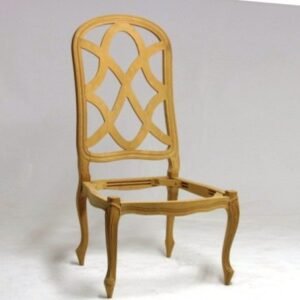 UNF-SP-137 Lattice Back Side Chair 3 in stock -$70 each & 1 in stock in off white Crackle Finish upholstered $70--++ALL 4 CHAIRS $ 240 ++ ( 1 finished in crackle and 3 unfinished)