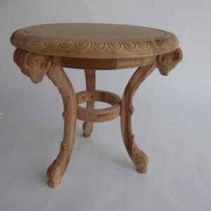 UNF-SP-015-Ram's Head End Table Hand Carved 24" Diameter 24" H    S O L D